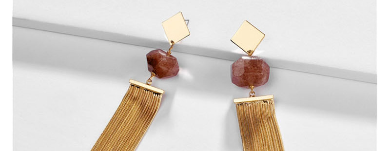 Fashion Onyx Natural Faceted Stone Snake Chain Tassel Earrings,Drop Earrings