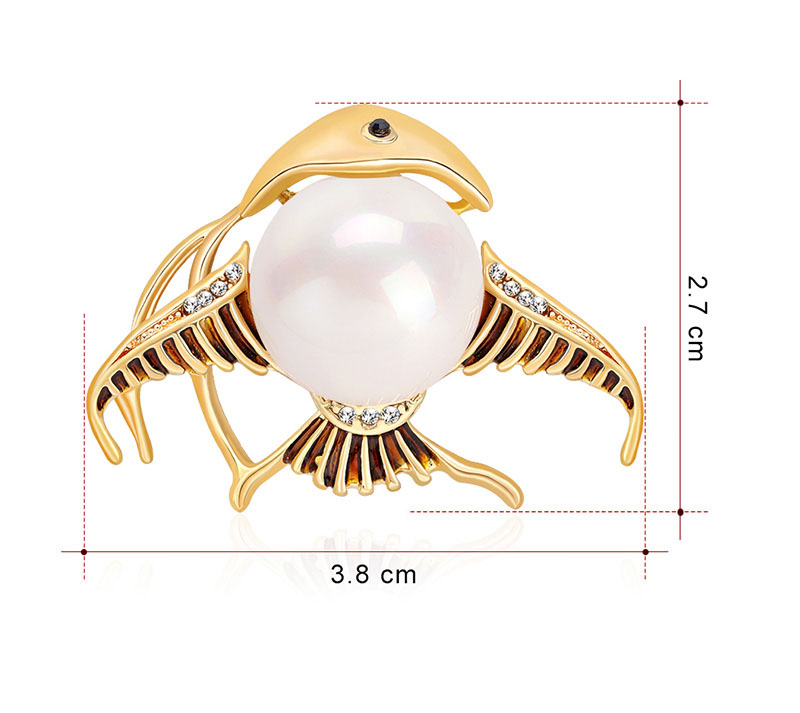 Fashion Gold Alloy Diamondd Pearl Shark Brooch,Korean Brooches