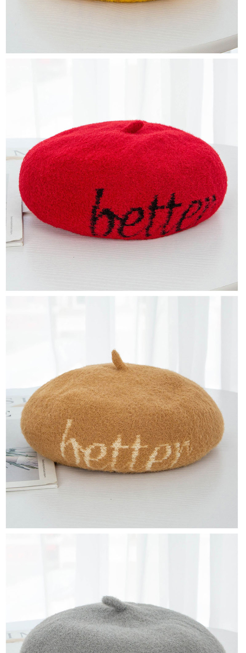 Fashion Gray Velvet Embroidery Letter Beret,Beanies&Others