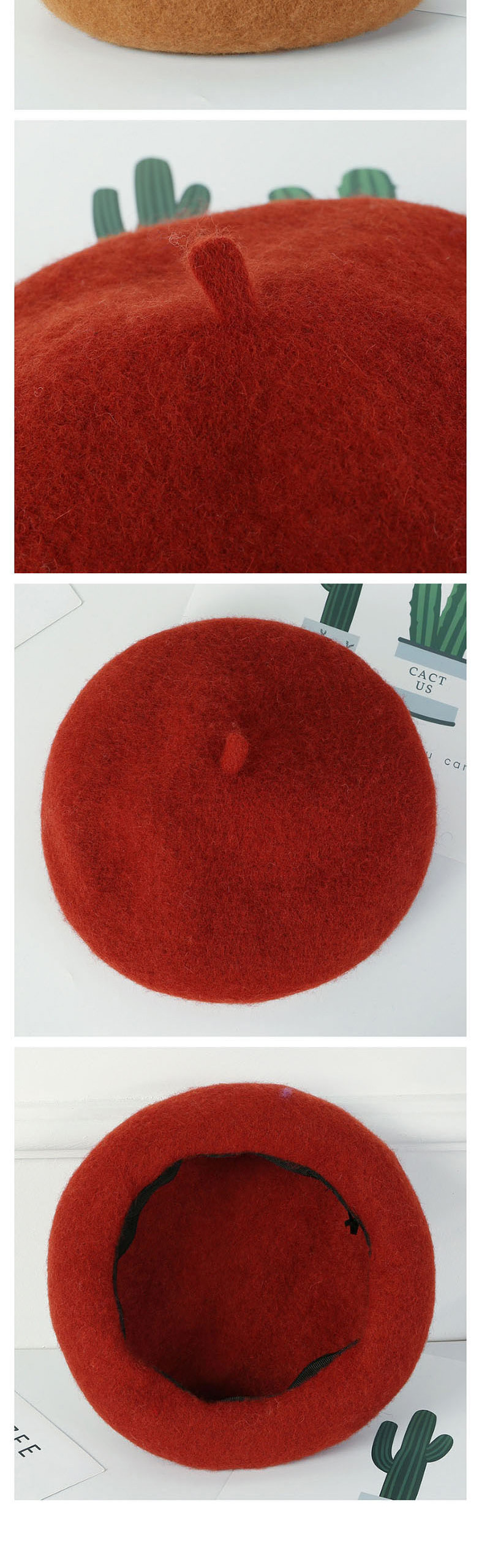 Fashion Red Wine Woolen Beret,Sun Hats