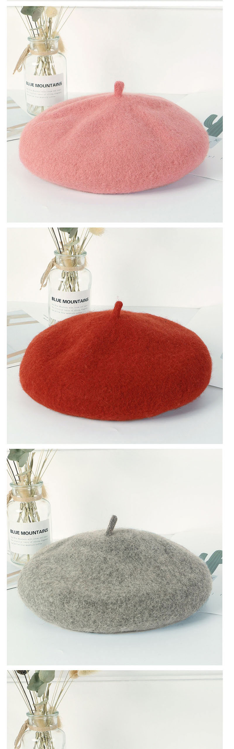 Fashion Red Wine Woolen Beret,Sun Hats