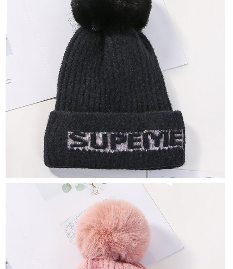 Fashion Pink Letter Knit Velvet Thick Wool Hat,Knitting Wool Hats
