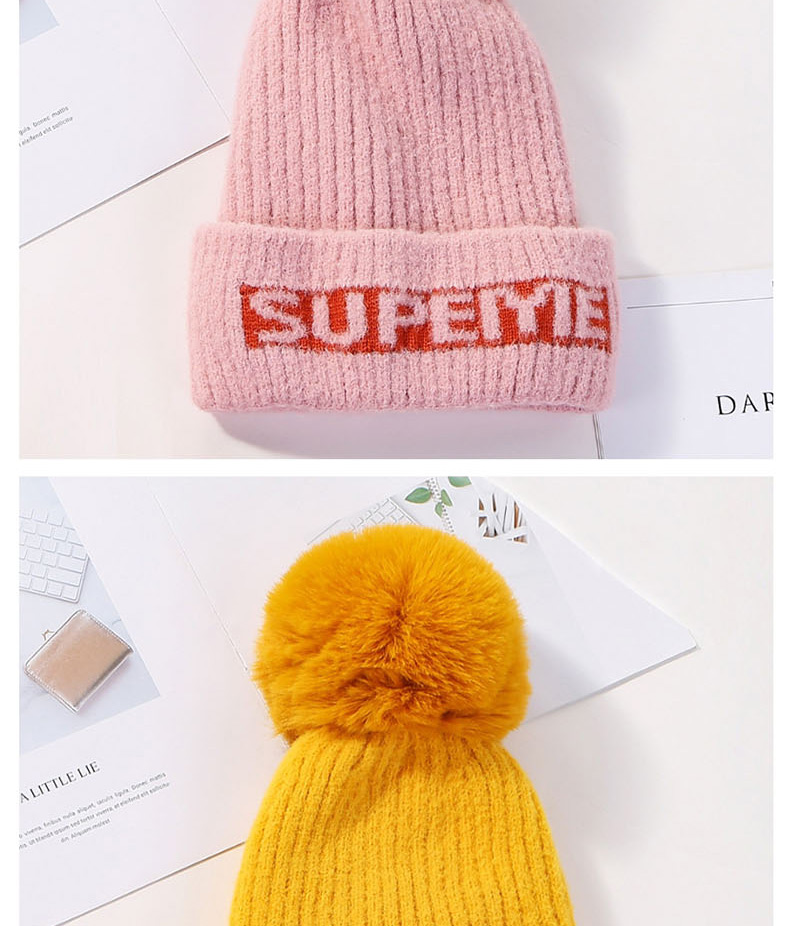 Fashion Khaki Letter Knit Velvet Thick Wool Hat,Knitting Wool Hats