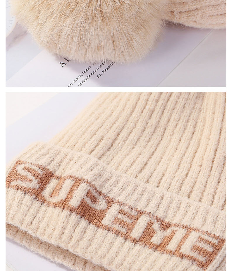 Fashion Yellow Letter Knit Velvet Thick Wool Hat,Knitting Wool Hats