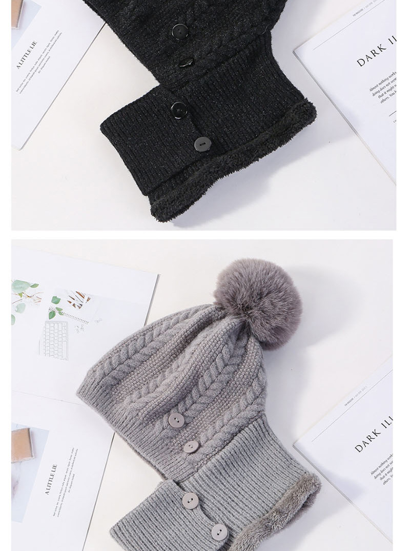 Fashion Gray Siamese Face And Velvet Button Wool Cap,Knitting Wool Hats