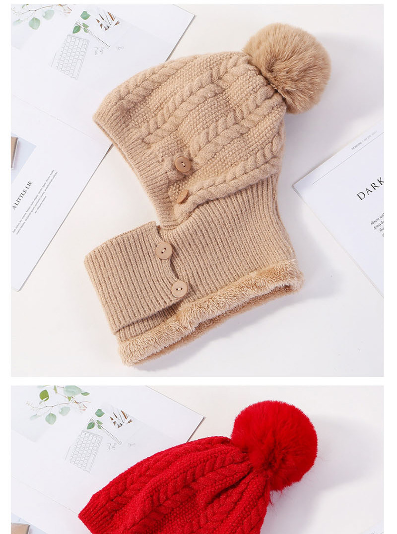Fashion White Siamese Face And Velvet Button Wool Cap,Knitting Wool Hats