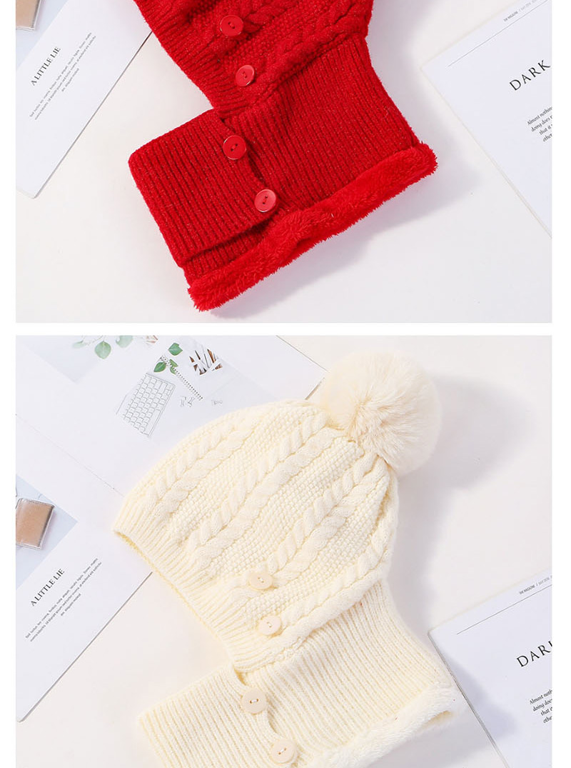 Fashion Red Siamese Face And Velvet Button Wool Cap,Knitting Wool Hats