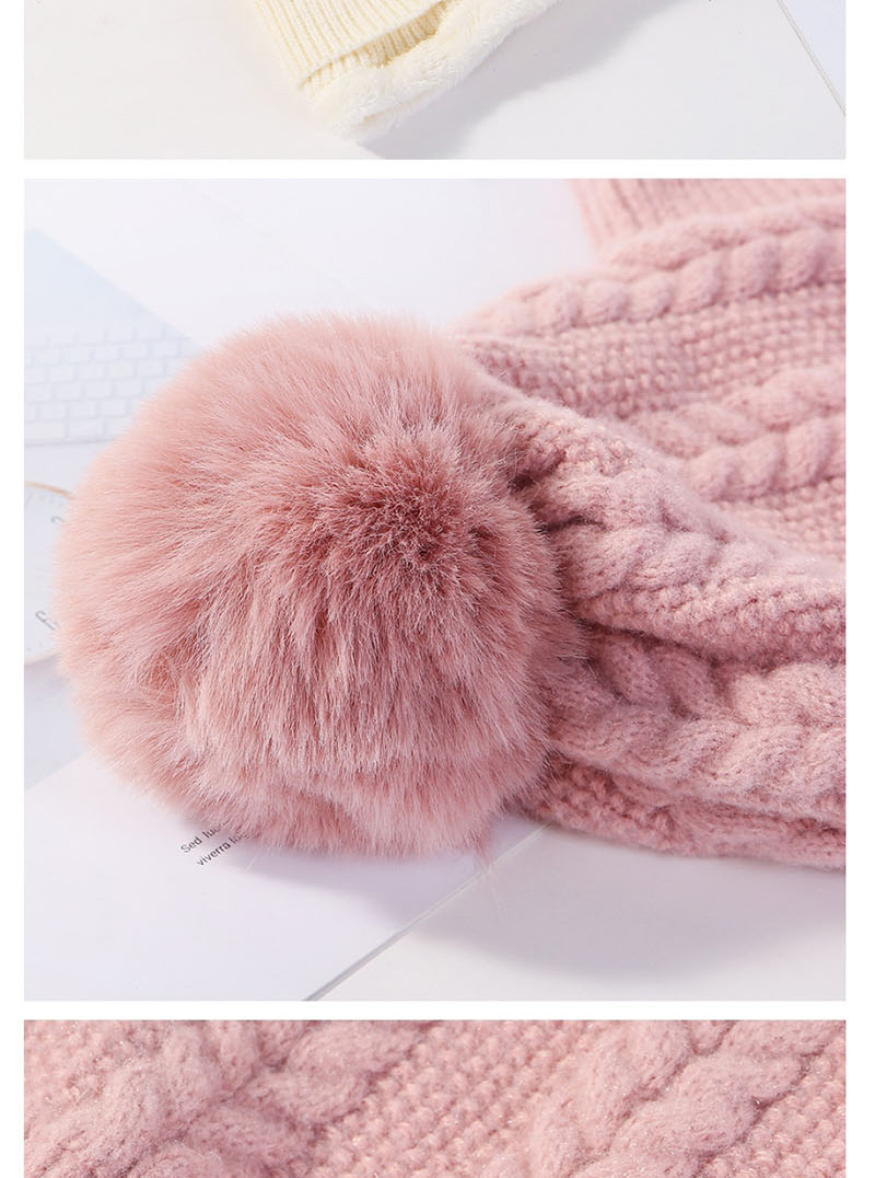 Fashion Light Pink Siamese Face And Velvet Button Wool Cap,Knitting Wool Hats