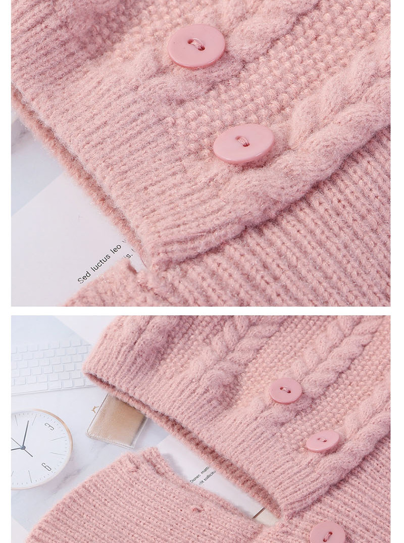 Fashion Light Pink Siamese Face And Velvet Button Wool Cap,Knitting Wool Hats