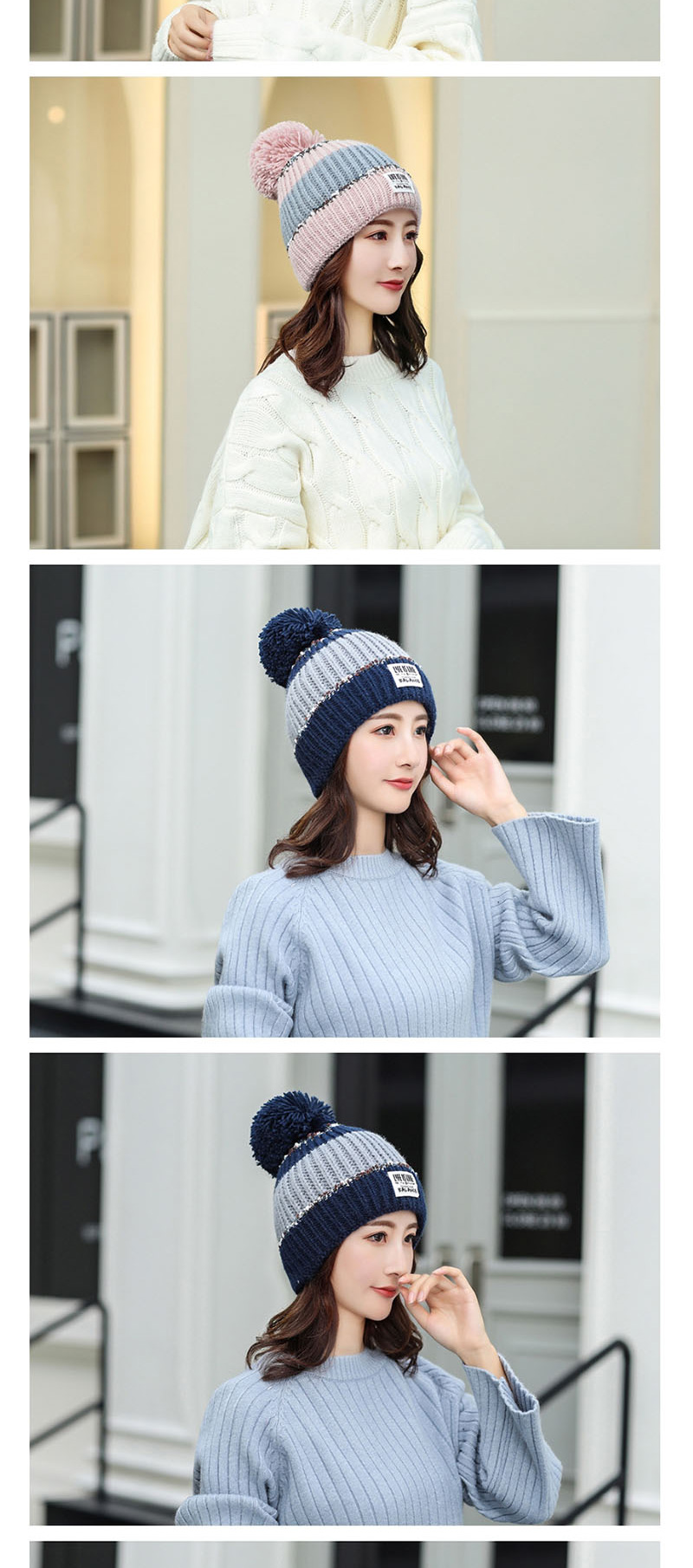 Fashion Navy Color Matching Knitted Wool Cap,Knitting Wool Hats