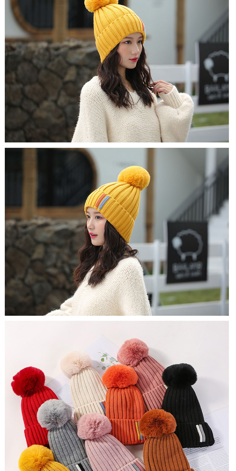 Fashion Lotus Color Contrast Striped Knit Wool Hat,Knitting Wool Hats
