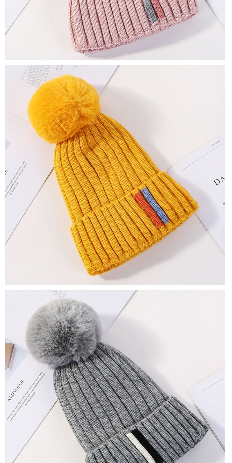 Fashion Caramel Colour Contrast Striped Knit Wool Hat,Knitting Wool Hats
