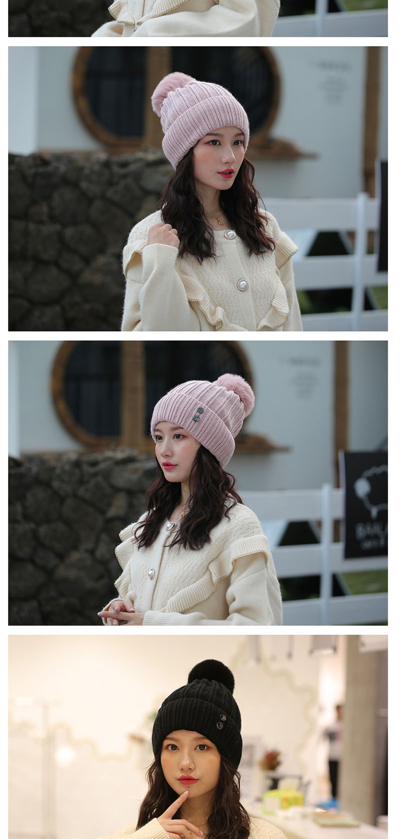 Fashion Red Double-layer Plus Velvet Double Rivet Hair Ball Wool Cap,Knitting Wool Hats