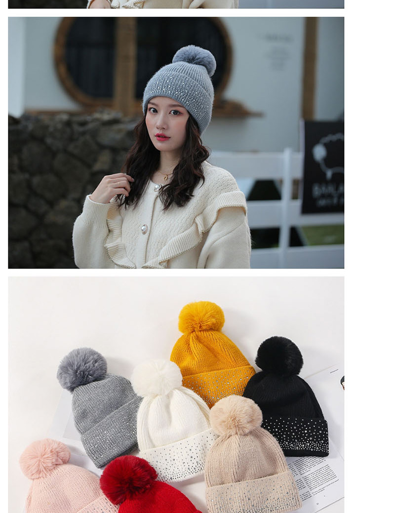 Fashion Black Point Drill Knit Plus Velvet Cap,Knitting Wool Hats