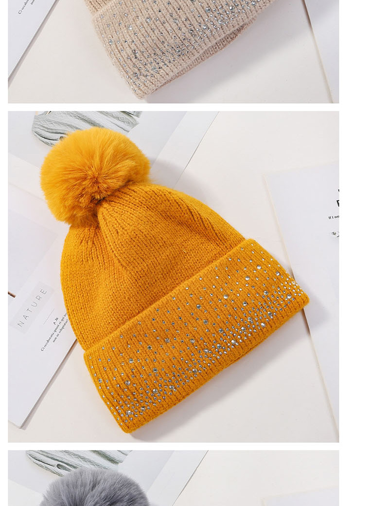 Fashion Gray Point Drill Knit Plus Velvet Cap,Knitting Wool Hats