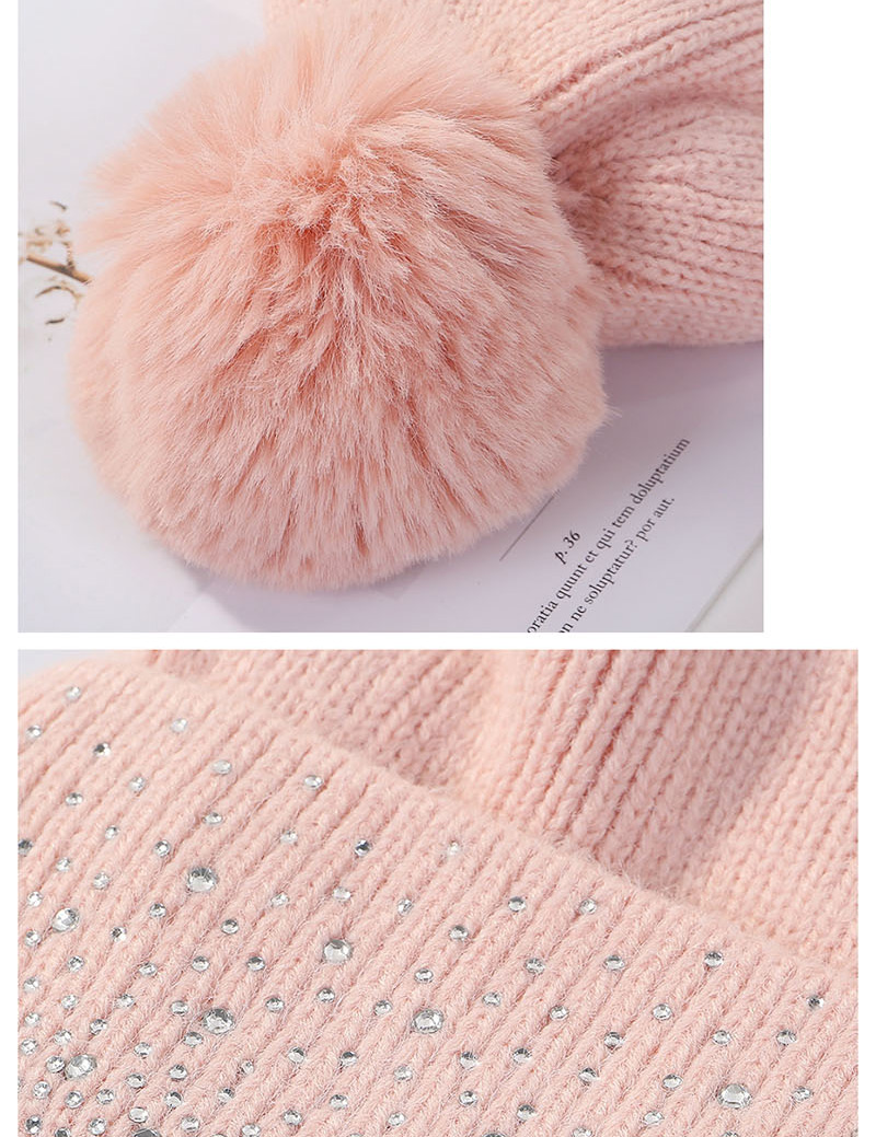 Fashion Gray Point Drill Knit Plus Velvet Cap,Knitting Wool Hats