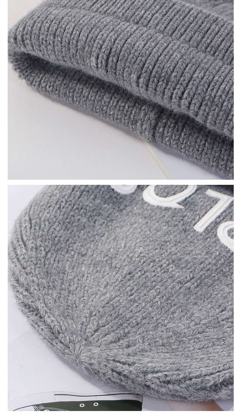 Fashion Gray Patch Letter Wool Cap,Knitting Wool Hats