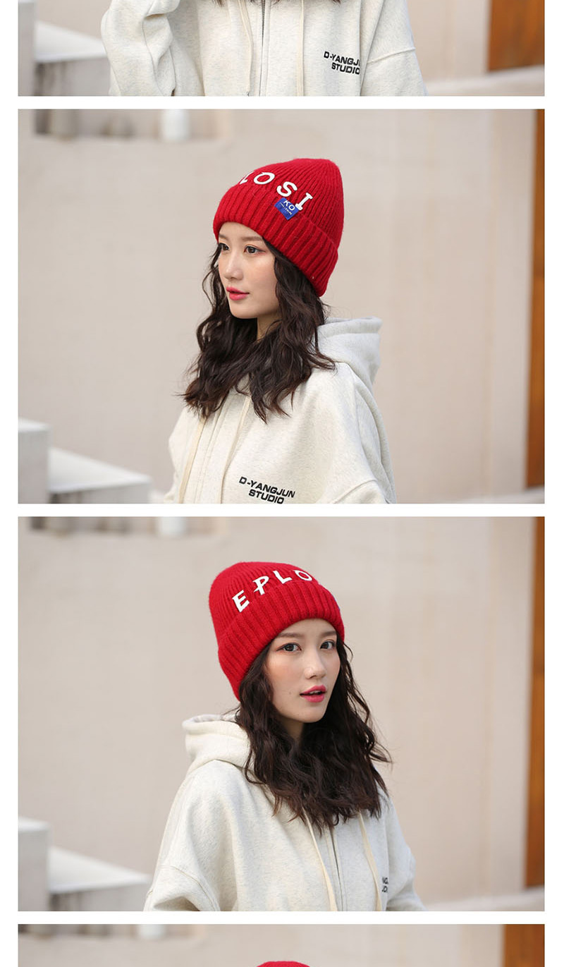 Fashion Red Patch Letter Wool Cap,Knitting Wool Hats