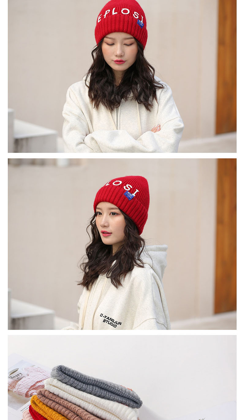 Fashion Pink Patch Letter Wool Cap,Knitting Wool Hats
