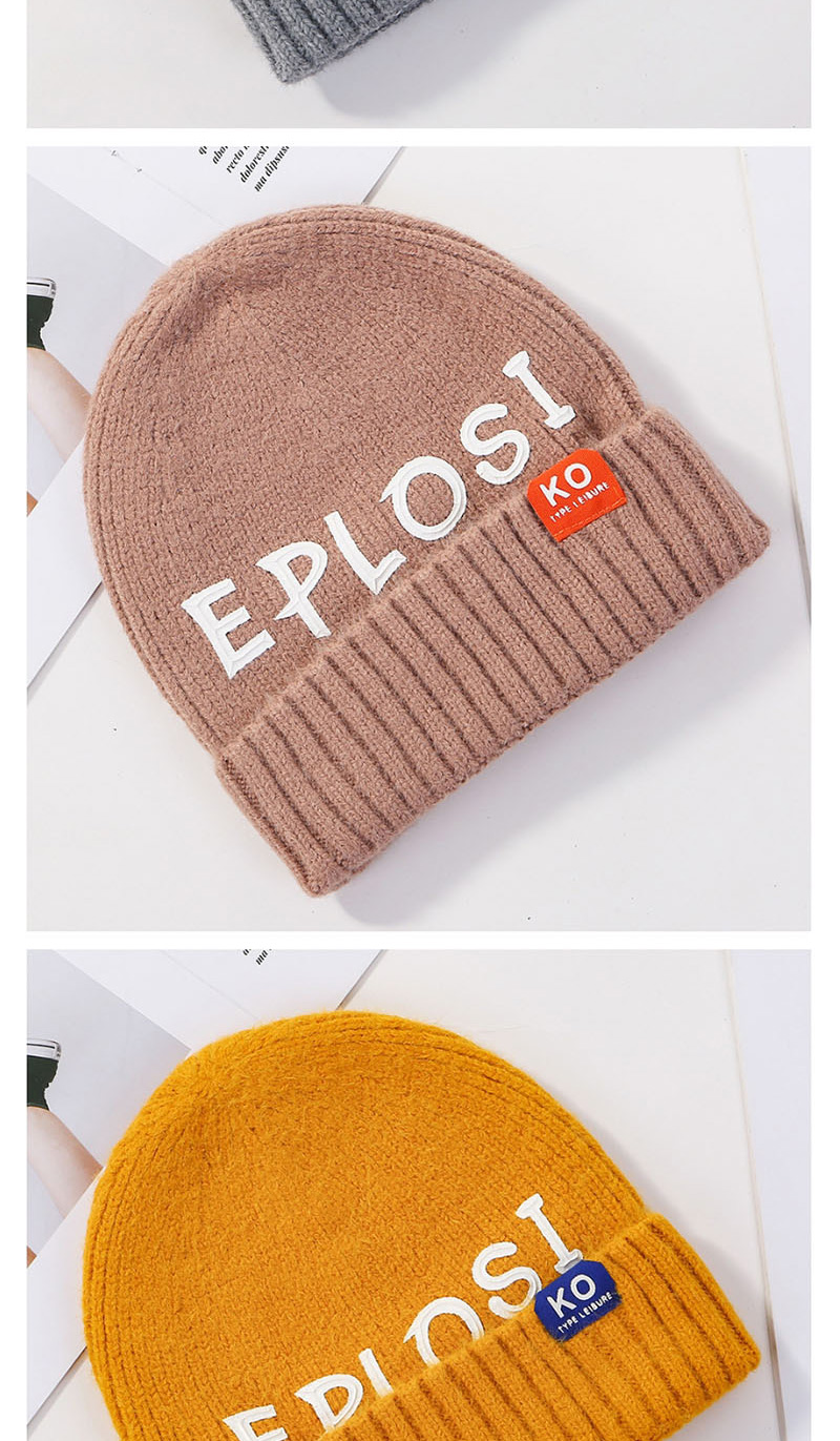 Fashion Yellow Patch Letter Wool Cap,Knitting Wool Hats