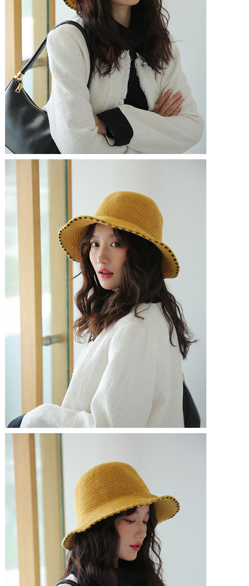 Fashion Light Grey Knit Lace Fisherman Hat,Beanies&Others