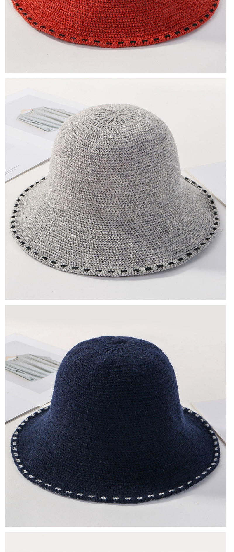 Fashion Navy Knit Lace Fisherman Hat,Beanies&Others