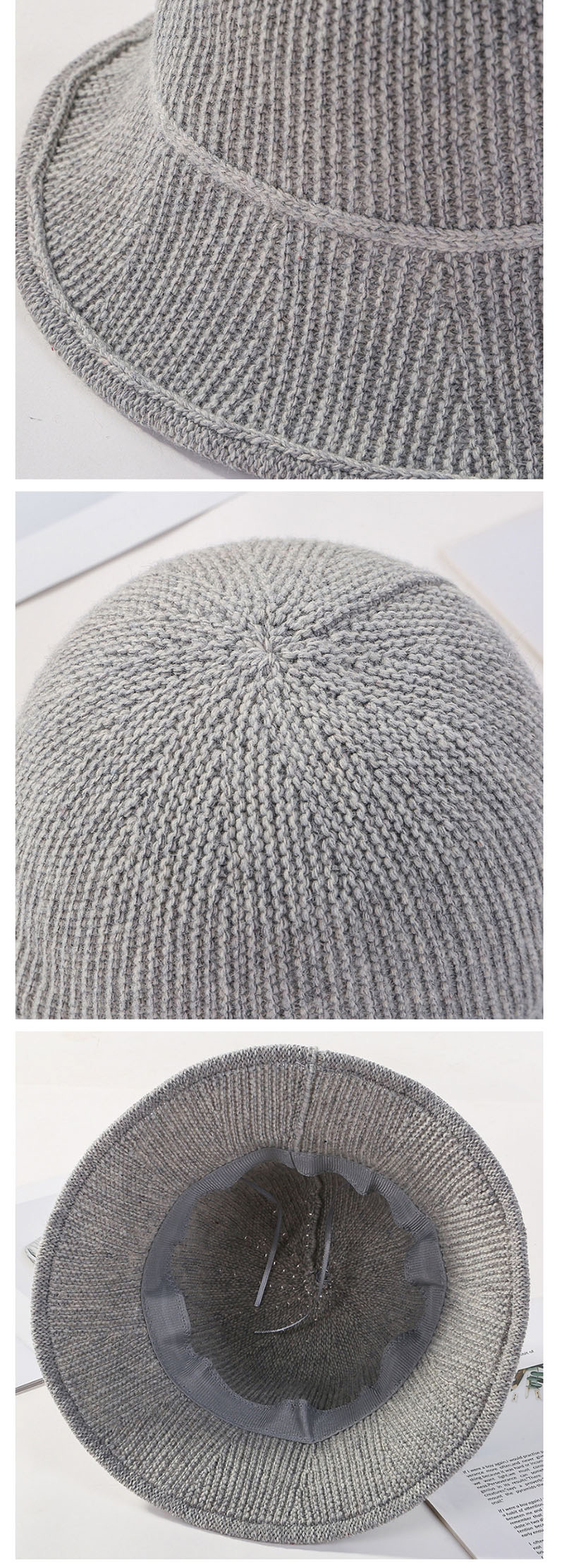 Fashion Dark Gray Knitted Wool Fisherman Hat,Beanies&Others