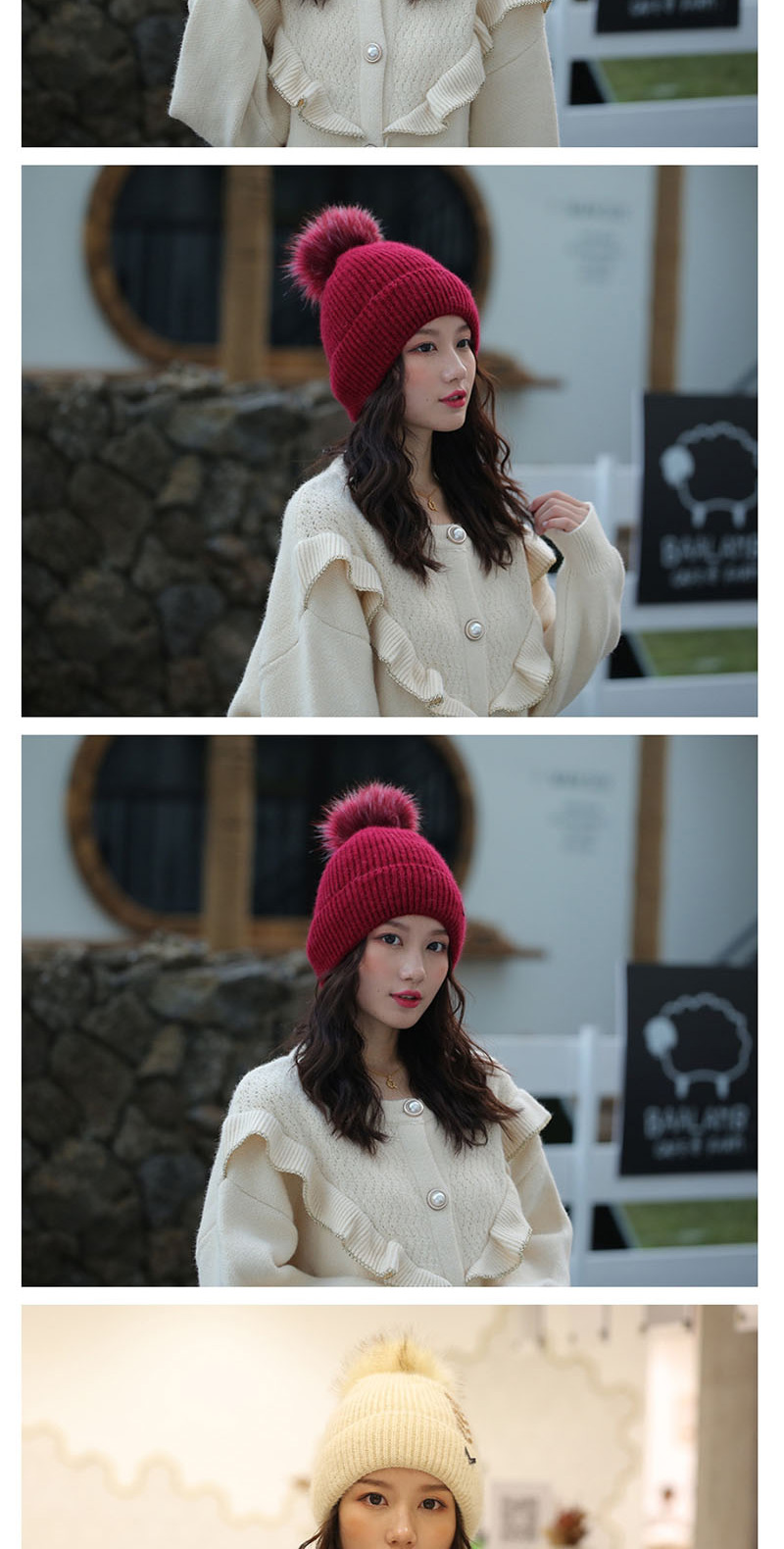Fashion Red Wine Velvet Knitted Plus Velvet Cap,Knitting Wool Hats