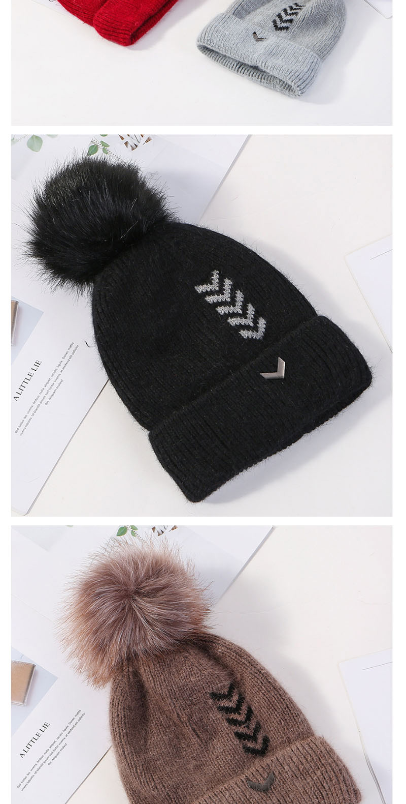 Fashion Gray Velvet Knitted Plus Velvet Cap,Knitting Wool Hats