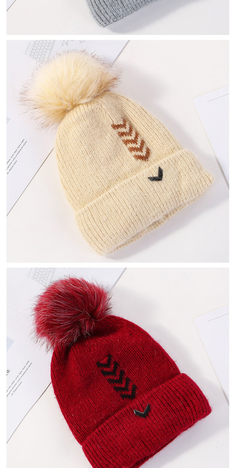 Fashion Red Wine Velvet Knitted Plus Velvet Cap,Knitting Wool Hats
