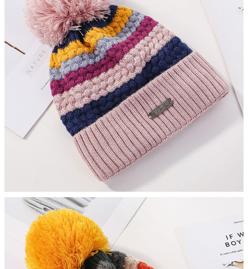 Fashion Purple Color Matching Knitted Wool Ball Cap,Knitting Wool Hats