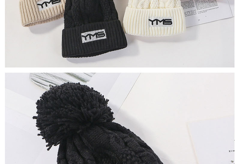 Fashion Gray Plush Embroidered Ym Wool Cap,Knitting Wool Hats