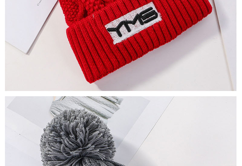 Fashion Beige Plush Embroidered Ym Wool Cap,Knitting Wool Hats