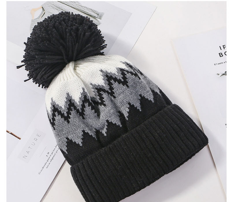 Fashion Gray Color Matching Double Wool Cap,Knitting Wool Hats