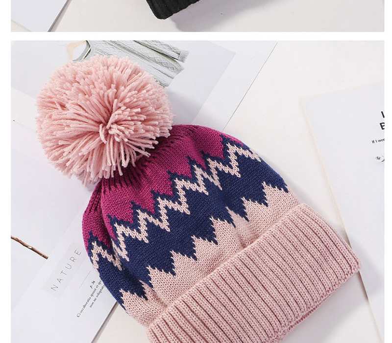 Fashion Pink Color Matching Double Wool Cap,Knitting Wool Hats