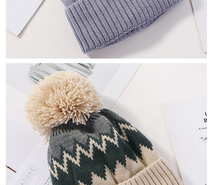 Fashion White Color Matching Double Wool Cap,Knitting Wool Hats