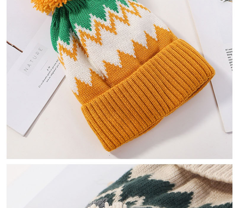 Fashion Yellow Color Matching Double Wool Cap,Knitting Wool Hats