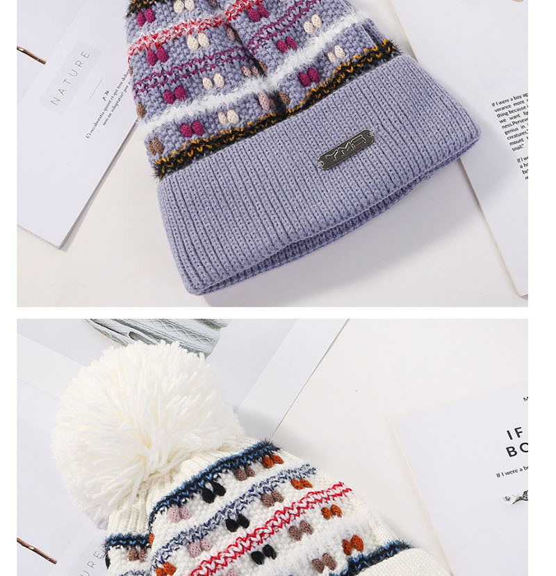 Fashion Pink Color Matching Knitted Wool Ball Cap,Knitting Wool Hats