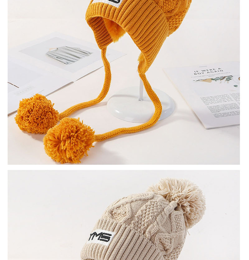 Fashion Pink Letter Knit Plus Velvet Three Hair Ball Wool Cap,Knitting Wool Hats