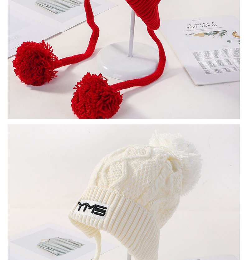 Fashion Yellow Letter Knit Plus Velvet Three Hair Ball Wool Cap,Knitting Wool Hats