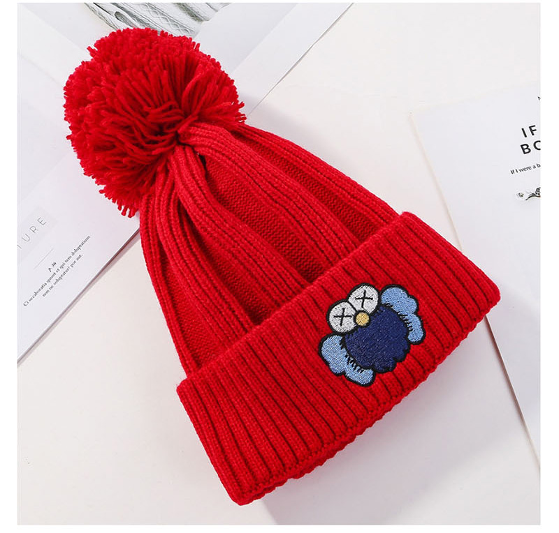 Fashion Red Patch Cartoon Knit Wool Hat,Knitting Wool Hats
