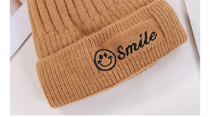 Fashion Blue Smiley Embroidery Wool Cap,Knitting Wool Hats