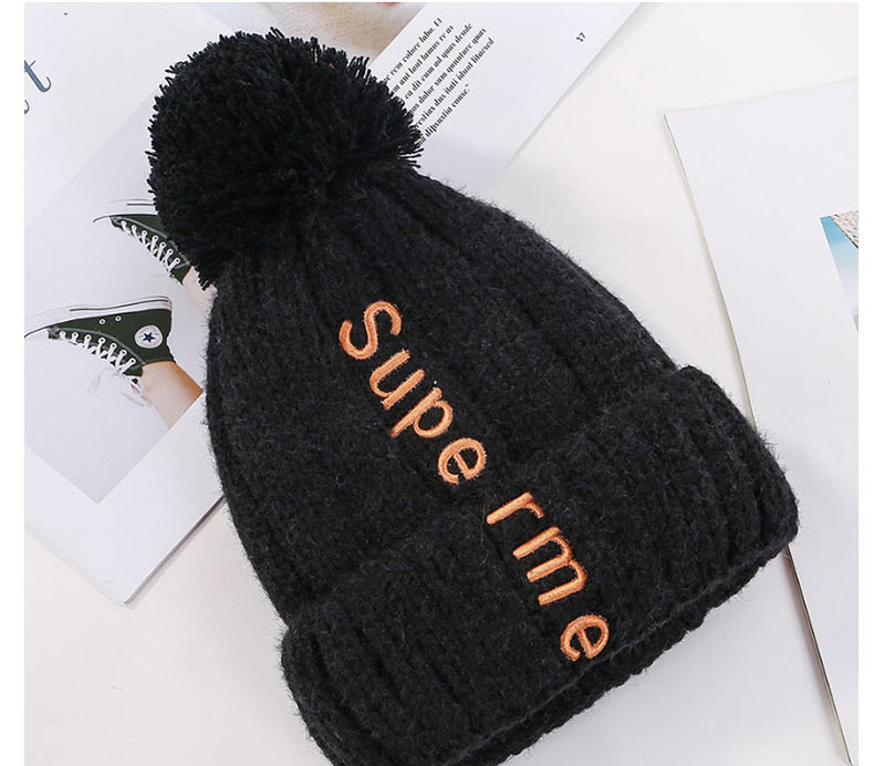 Fashion Black Letter Embroidery And Velvet Hat,Knitting Wool Hats