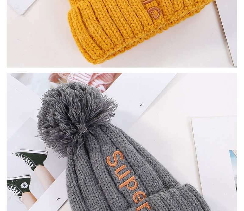 Fashion Gray Letter Embroidery And Velvet Hat,Knitting Wool Hats
