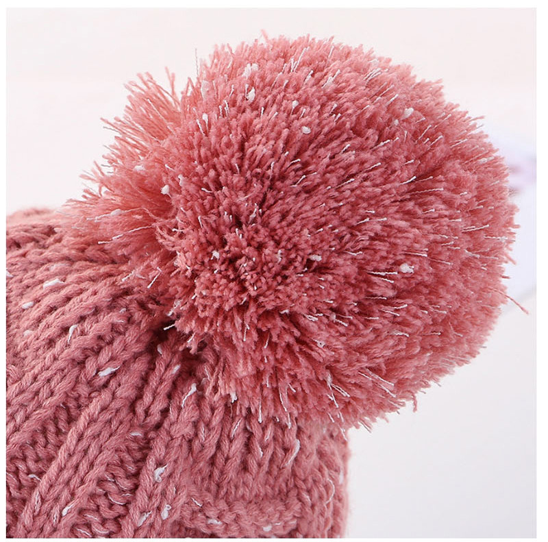 Fashion Khaki Plus Velvet Three Hair Ball Wool Cap,Knitting Wool Hats