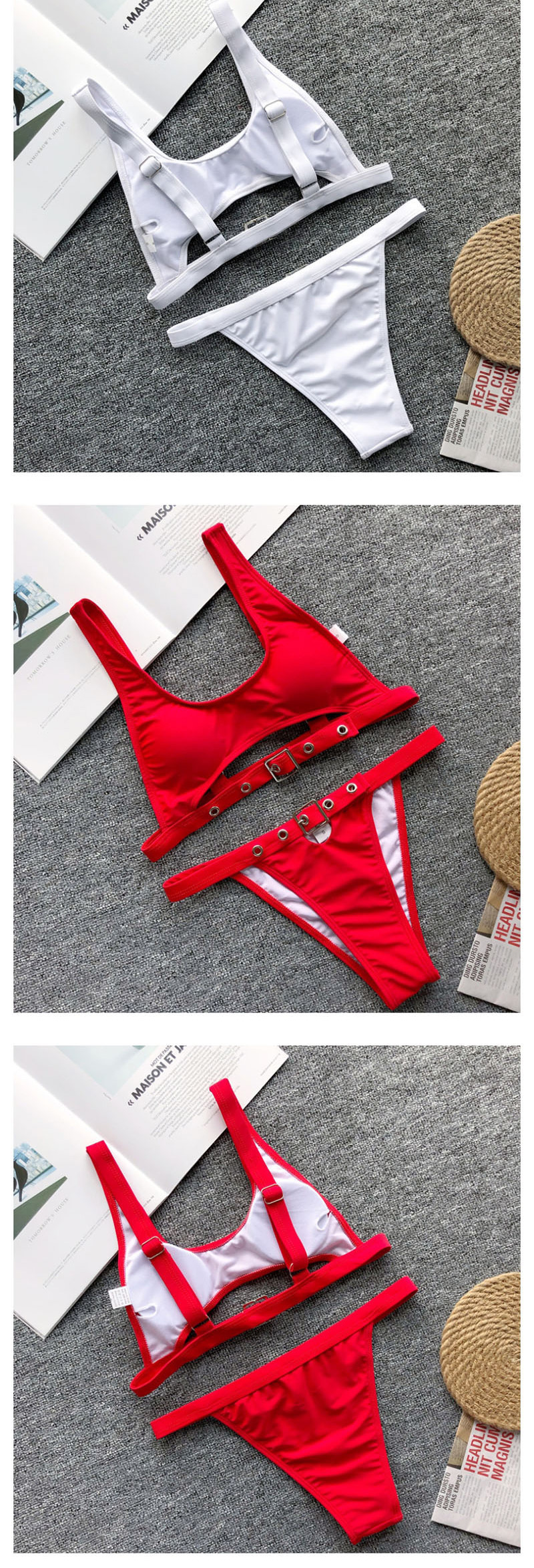 Fashion Red Eye Bandage Split Swimsuit,Bikini Sets