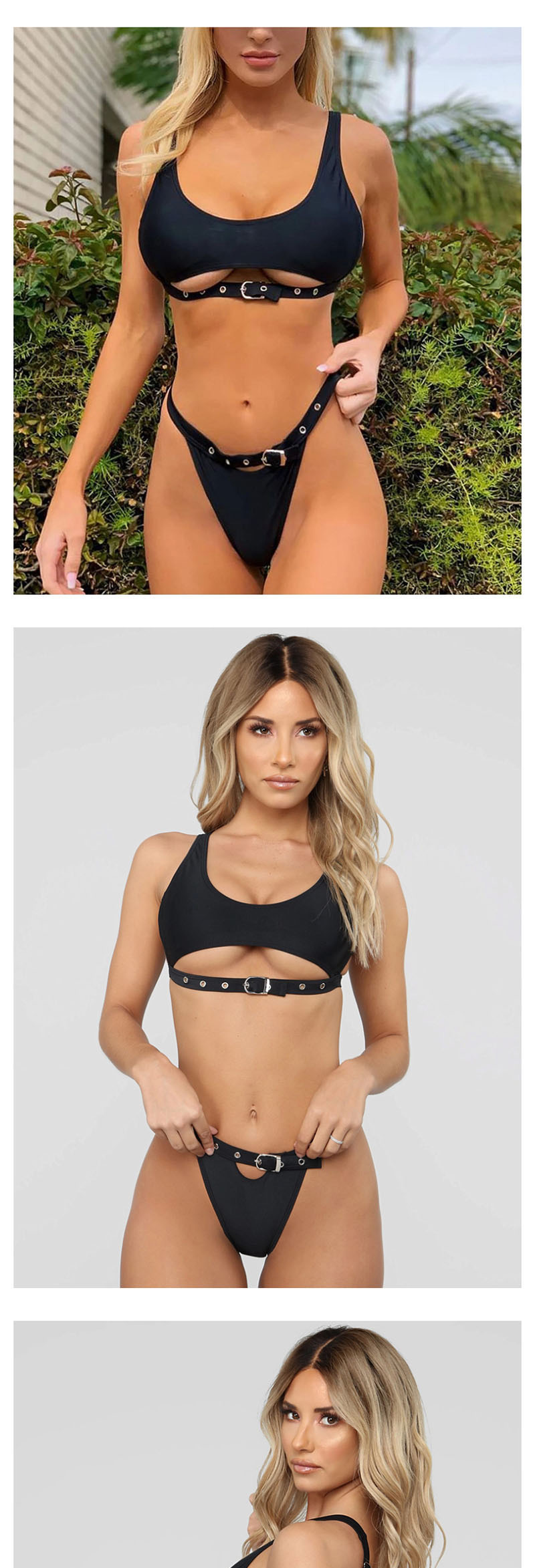 Fashion Black Eye Bandage Split Swimsuit,Bikini Sets