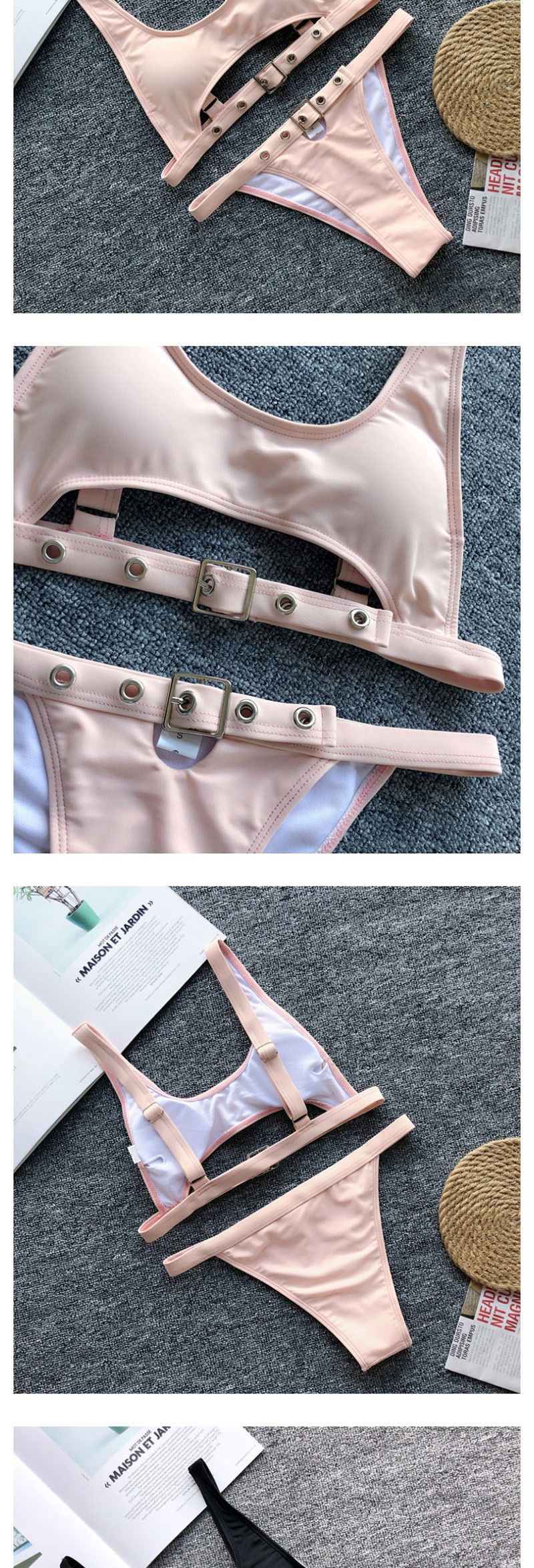 Fashion Pink Eye Bandage Split Swimsuit,Bikini Sets