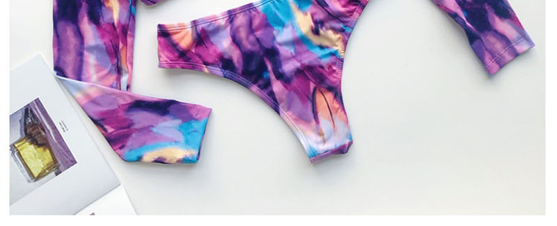 Fashion Color Tie-dye Flower-colored Split Swimsuit,Bikini Sets