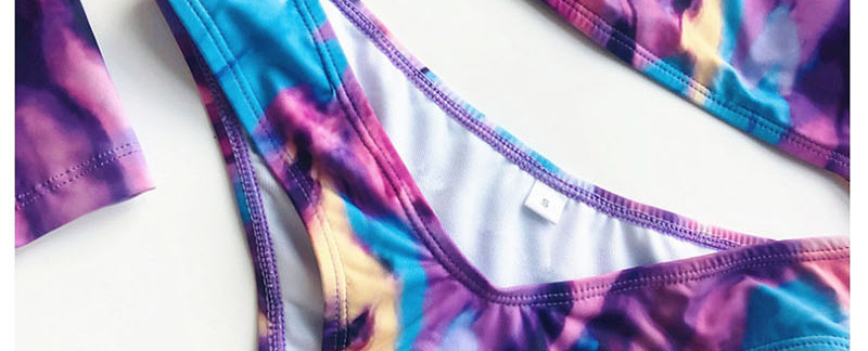 Fashion Color Tie-dye Flower-colored Split Swimsuit,Bikini Sets